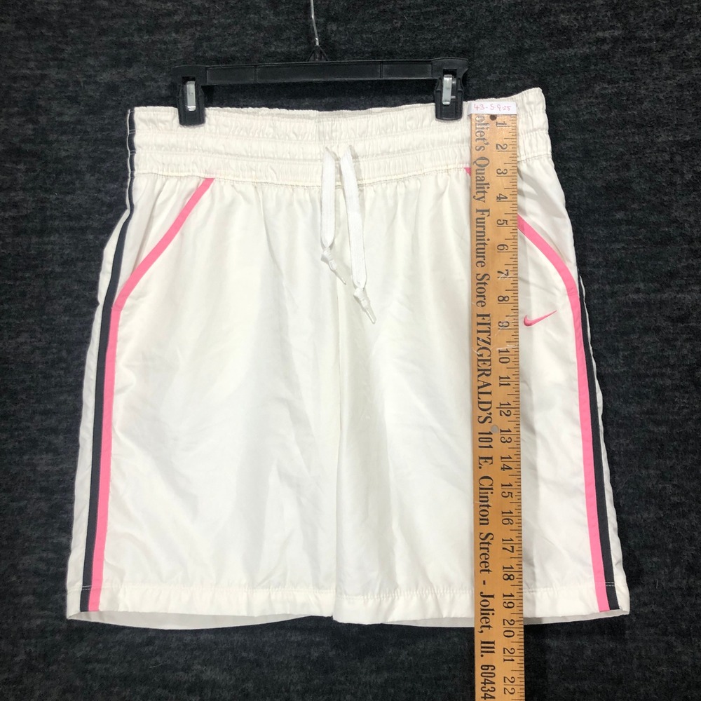 Nike Athletic Shorts White Pink Stripe Drawstring Lightweight Casual Size Medium - Picture 3 of 7